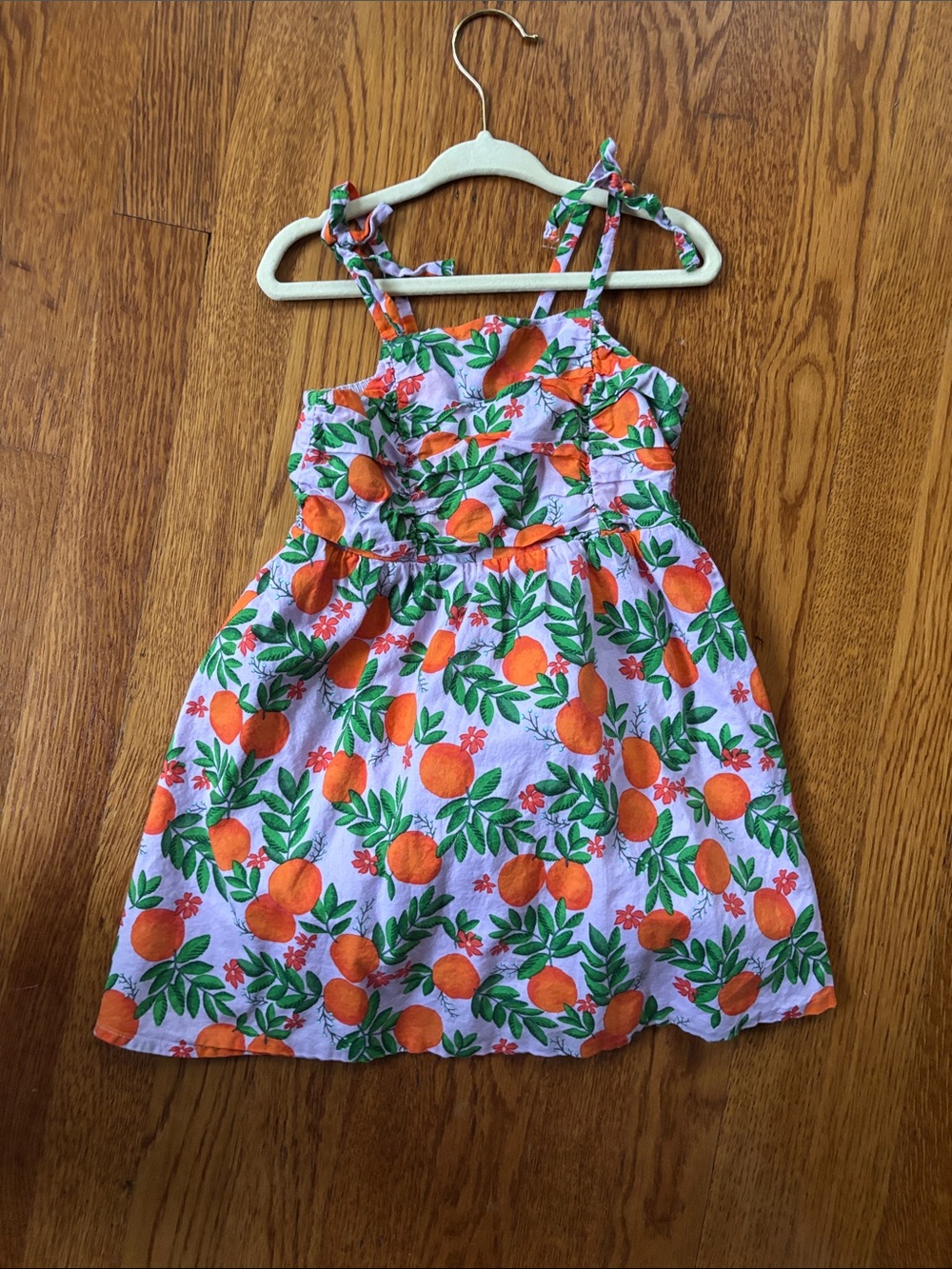 Crewcuts Orange & Green Fruit-Print Tie-Shoulder Sundress